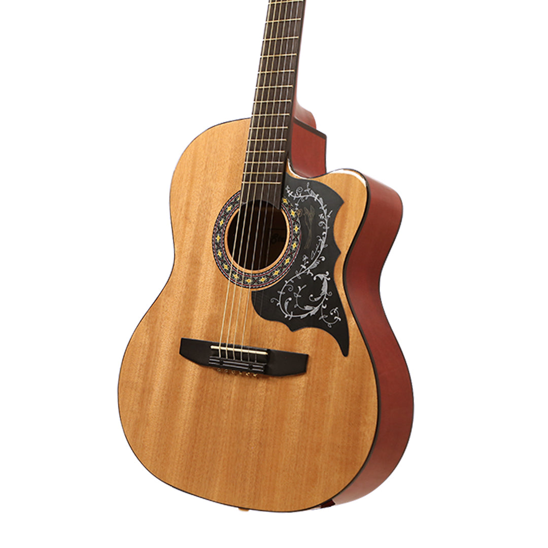 Steven Harris CAG-200C-N 39'' Acoustic Guitar | Natural Finish | Linden Wood Cutaway Body | Perfect for Beginners & Students | Easy Upper Fret Access